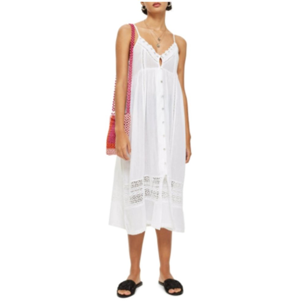 TOPSHOP Lace Frill Midi Dress